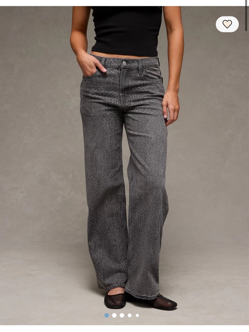 American Eagle Outfitters Gray Wide Leg High-Rise Jeans